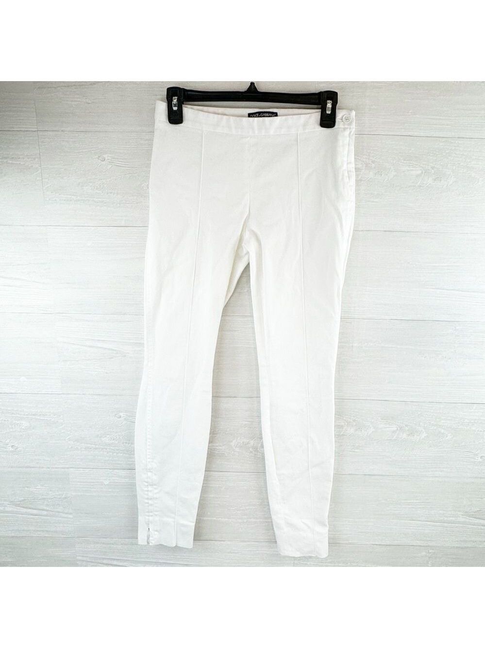 Dolce & Gabbana White Ankle Zipper Mid-Rise Skinny Pants IT 40 US 4 Small‎